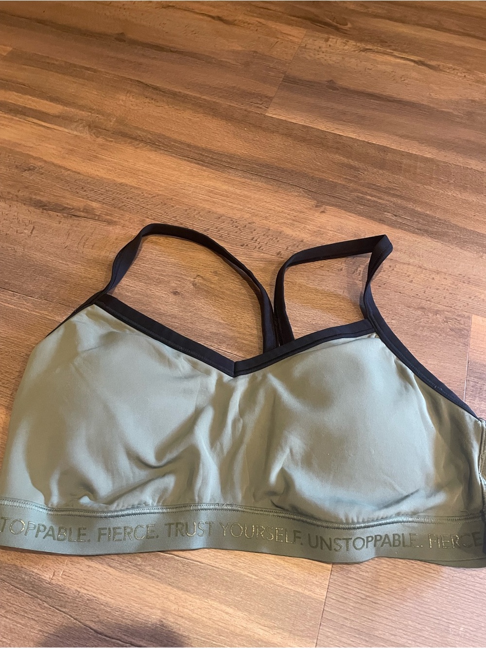 aerie Olive Green Sports Bralette with Black Trim